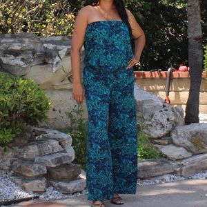 Blue/Black -Tube Jumpsuit